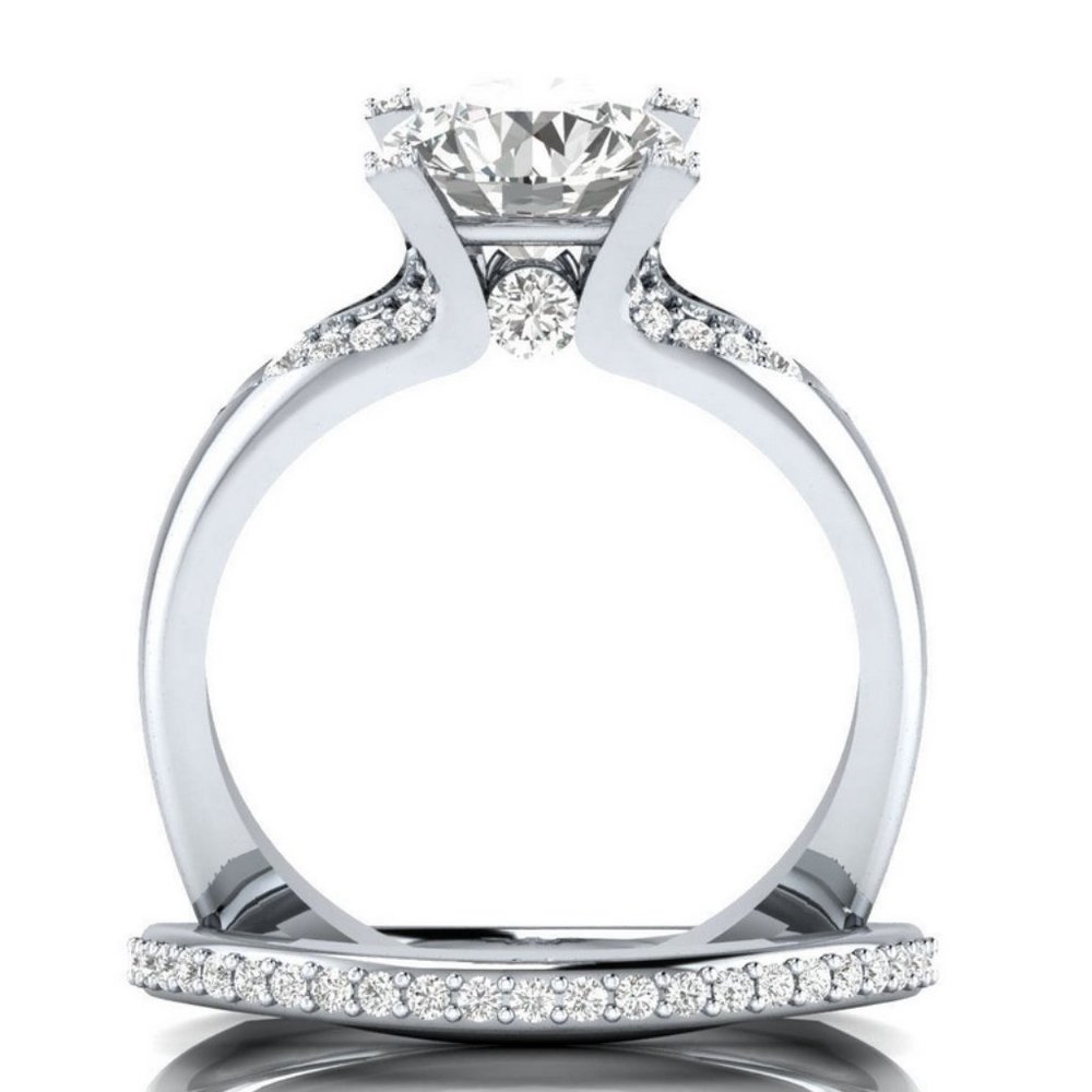 NEW 2PC/Set Round Diamond Engagement Ring 12 - Picture 4 of 5